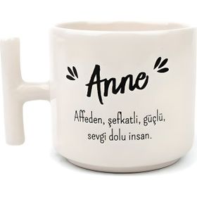 Hobi Shop Anne Yazılı Beyaz T Kulplu Kupa Bardak
