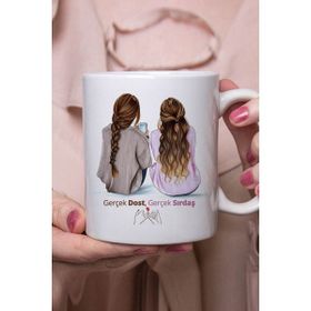 Hobi Shop Arkadaşlık Temalı Çizim Beyaz Kupa Bardak