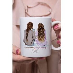 Hobi Shop Arkadaşlık Temalı Çizim Beyaz Kupa Bardak