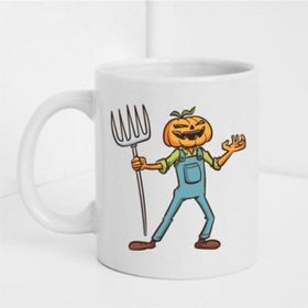 Hobi Shop Bal Kabağı Figürlü Baskılı Beyaz Kupa Bardak