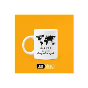 Hobi Shop Bir Yer Bulalım Dünyadan Uzak Beyaz Porselen Kupa Bardak