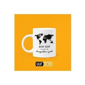 Hobi Shop Bir Yer Bulalım Dünyadan Uzak Beyaz Porselen Kupa Bardak
