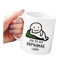 Hobi Shop çok Da Şey Yapmamak Lazım' Baskılı Komik Kupa Bardak