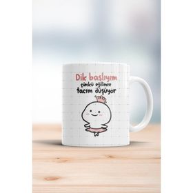 Hobi Shop Dik Başlıyım Çünkü Eğilince Tacım Düşüyor Baskılı Beyaz Kupa Bardak