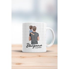 Hobi Shop Dünyanın En İyi Babası (Tek Erkek) Baskılı Porselen Kupa