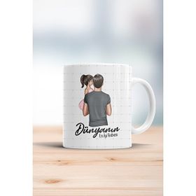 Hobi Shop Dünyanın En İyi Babası (Tek Kız) Baskılı Porselen Kupa