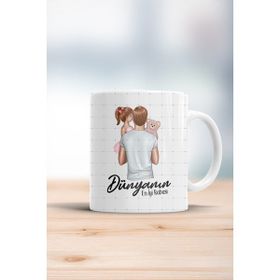 Hobi Shop Dünyanın En İyi Babası (Tek Kız) Baskılı Porselen Kupa