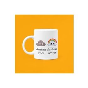 Hobi Shop Duştan Önce Sonra Mood Baskılı Beyaz Porselen Kupa Bardak