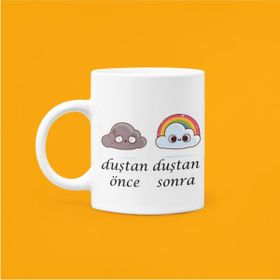 Hobi Shop Duştan Önce Sonra Mood Baskılı Beyaz Porselen Kupa Bardak
