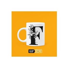 Hobi Shop F Harfi Baskılı Beyaz Porselen Kupa Bardak
