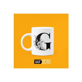 Hobi Shop G Harfi Baskılı Beyaz Porselen Kupa Bardak