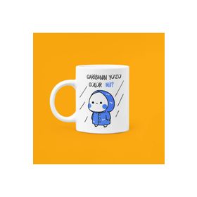 Hobi Shop Garibanın Yüzü Gülür Mü Baskılı Mood Mavi Seramik Beyaz Kupa Bardak