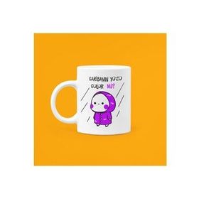 Hobi Shop Garibanın Yüzü Gülür Mü Baskılı Mood Mor Seramik Beyaz Kupa Bardak