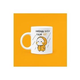 Hobi Shop Garibanın Yüzü Gülür Mü Baskılı Mood Turuncu Seramik Beyaz Kupa Bardak