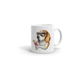 Hobi Shop Gözlüklü Köpek Baskılı Beyaz Kupa Bardak
