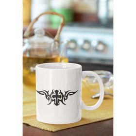 Hobi Shop Haç İşareti Motif Baskılı Porselen Kupa Bardak