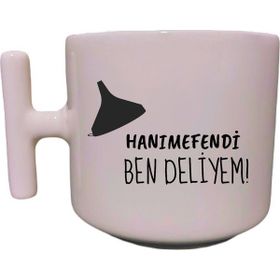 Hobi Shop Hanımefendi Ben Deliyem Yazılı Krem Rengi T Kupa Bardak