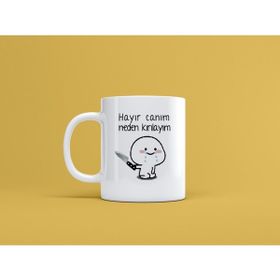 Hobi Shop Hayır Canım Neden Kırılayım Baskılı Beyaz Kupa Bardak