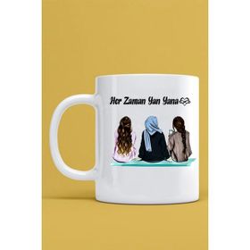 Hobi Shop Her Zaman Yan Yana Yazılı 3 Arkadaş Temalı Beyaz Kupa Bardak