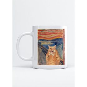 Hobi Shop Kedi Çığlık Tablo Baskılı Porselen Kupa Bardak