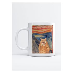 Hobi Shop Kedi Çığlık Tablo Baskılı Porselen Kupa Bardak