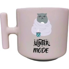 Hobi Shop Kedili Winter Mode Yazılı Krem Rengi T Kupa Bardak