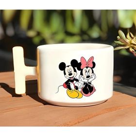 Hobi Shop Mickey ve Minnie Mouse Baskılı T Kulplu Beyaz Kupa Bardak
