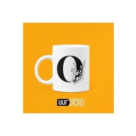 Hobi Shop O Harfi Baskılı Beyaz Porselen Kupa Bardak