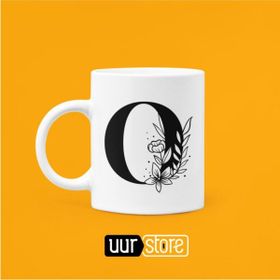 Hobi Shop O Harfi Baskılı Beyaz Porselen Kupa Bardak
