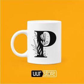 Hobi Shop P Harfi Baskılı Porselen Kupa