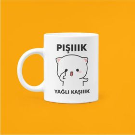 Hobi Shop Pışık Yağlı Kaşık Baskılı Mood Seramik Kupa