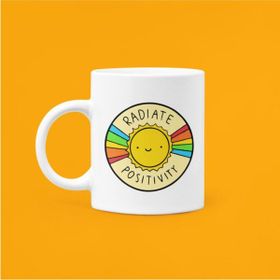 Hobi Shop Radiate Positivity Mood Baskılı Beyaz Porselen Kupa Bardak