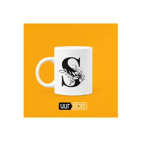 Hobi Shop S Harfi Baskılı Beyaz Porselen Kupa Bardak