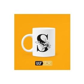 Hobi Shop S Harfi Baskılı Beyaz Porselen Kupa Bardak