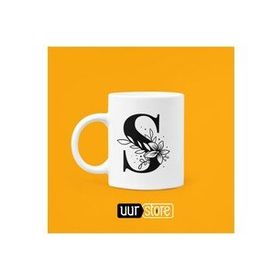 Hobi Shop S Harfi Baskılı Beyaz Porselen Kupa Bardak