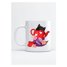 Hobi Shop Siyah Kedi Baskılı Porselen Kupa Bardak