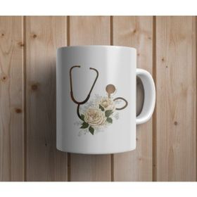 Hobi Shop Steteskop Baskılı Beyaz Kupa Bardak