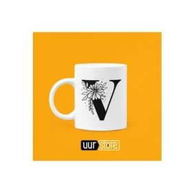 Hobi Shop V Harfi Baskılı Baskılı Porselen Kupa