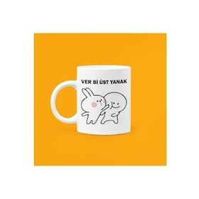 Hobi Shop Ver Bi Üst Yanak Baskılı Mood Seramik Porselen Kupa