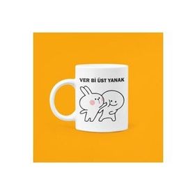 Hobi Shop Ver Bi Üst Yanak Baskılı Mood Seramik Porselen Kupa
