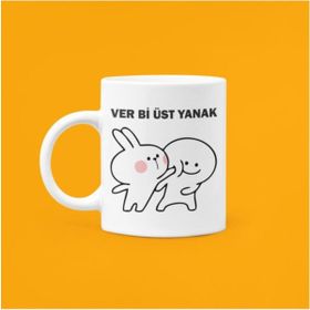 Hobi Shop Ver Bi Üst Yanak Baskılı Mood Seramik Porselen Kupa