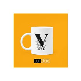 Hobi Shop Y Harfi Baskılı Beyaz Porselen Kupa Bardak