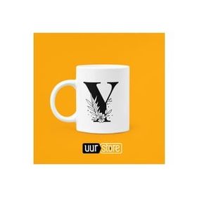 Hobi Shop Y Harfi Baskılı Beyaz Porselen Kupa Bardak