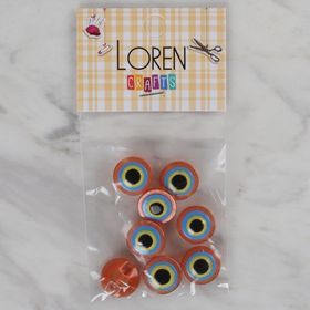 Hobium Loren Crafts 16 Turuncu Nazar Boncuğu 8'li Düğme