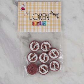 Hobium Loren Crafts 43 Vişne Çürüğü Ayak İzi 8'li Düğme