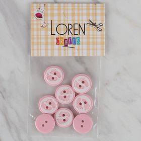 Hobium Loren Crafts 435 Pembe Ayak İzi 8'li Düğme