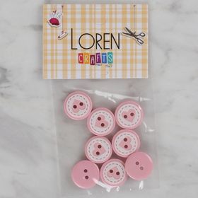 Hobium Loren Crafts 472 Pembe Kalp Düğme 8'li Düğme