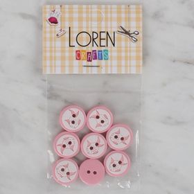 Hobium Loren Crafts 570 Pembe Balık 8'li Düğme
