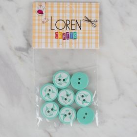 Hobium Loren Crafts 578 Yeşil Balık 8'li Düğme