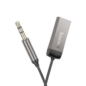 Hoco E78 Gri Tak Çalıştır BT Alıcılı 3.5 mm Esnek Aux Kablo
